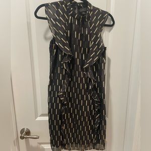 Worthington Black and Gold Ruffle Dress Size Small